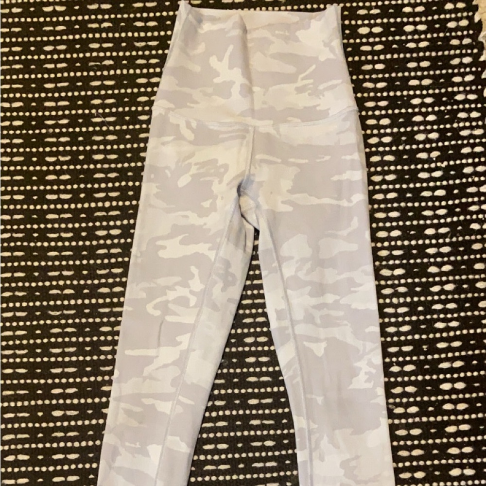 Super cute Camo LuluLemon leggings, white and gray in color. Soft material.